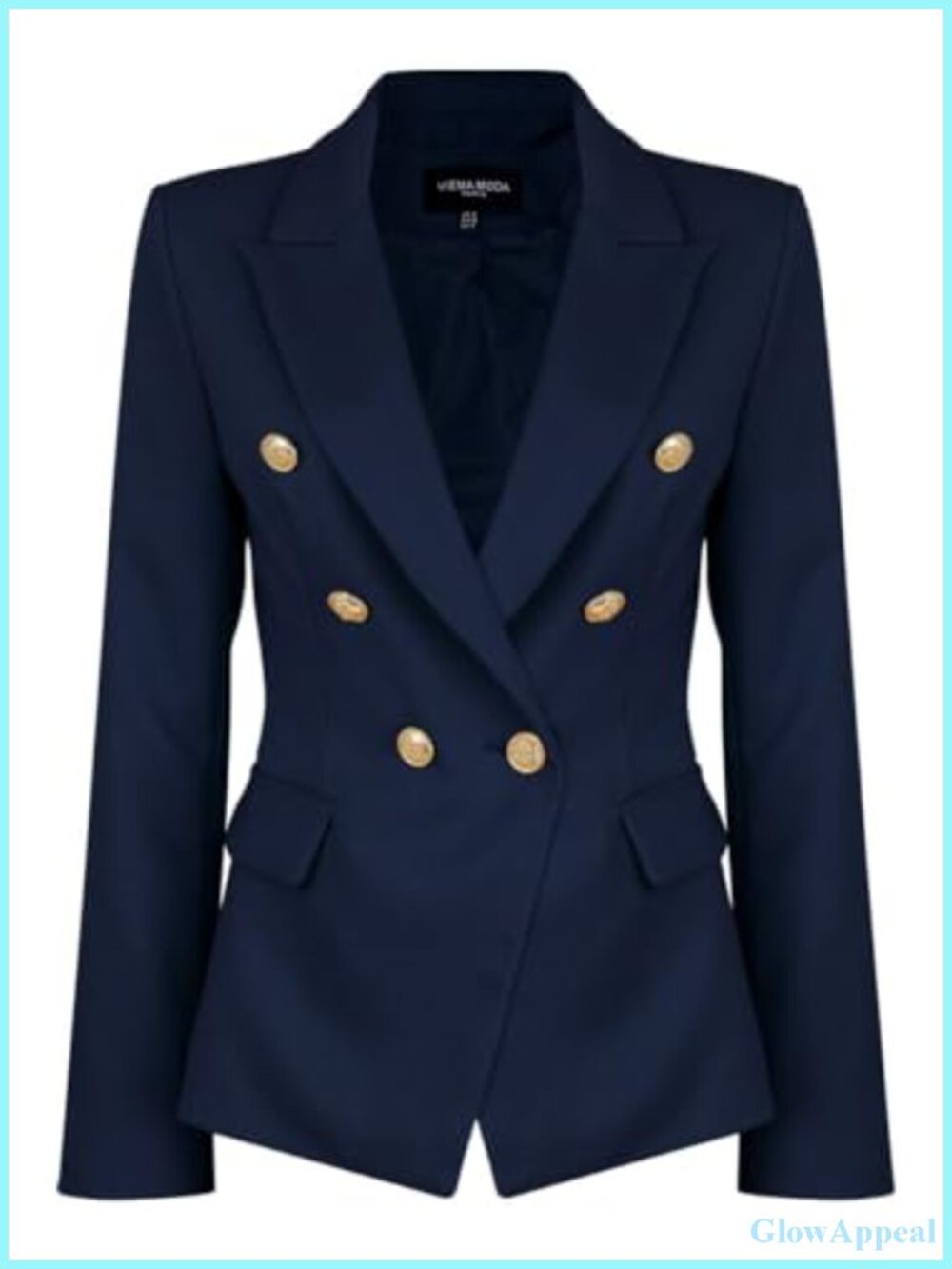 Women's Military Double Breasted Blazer Coat Jacket, Polyester Elastane,